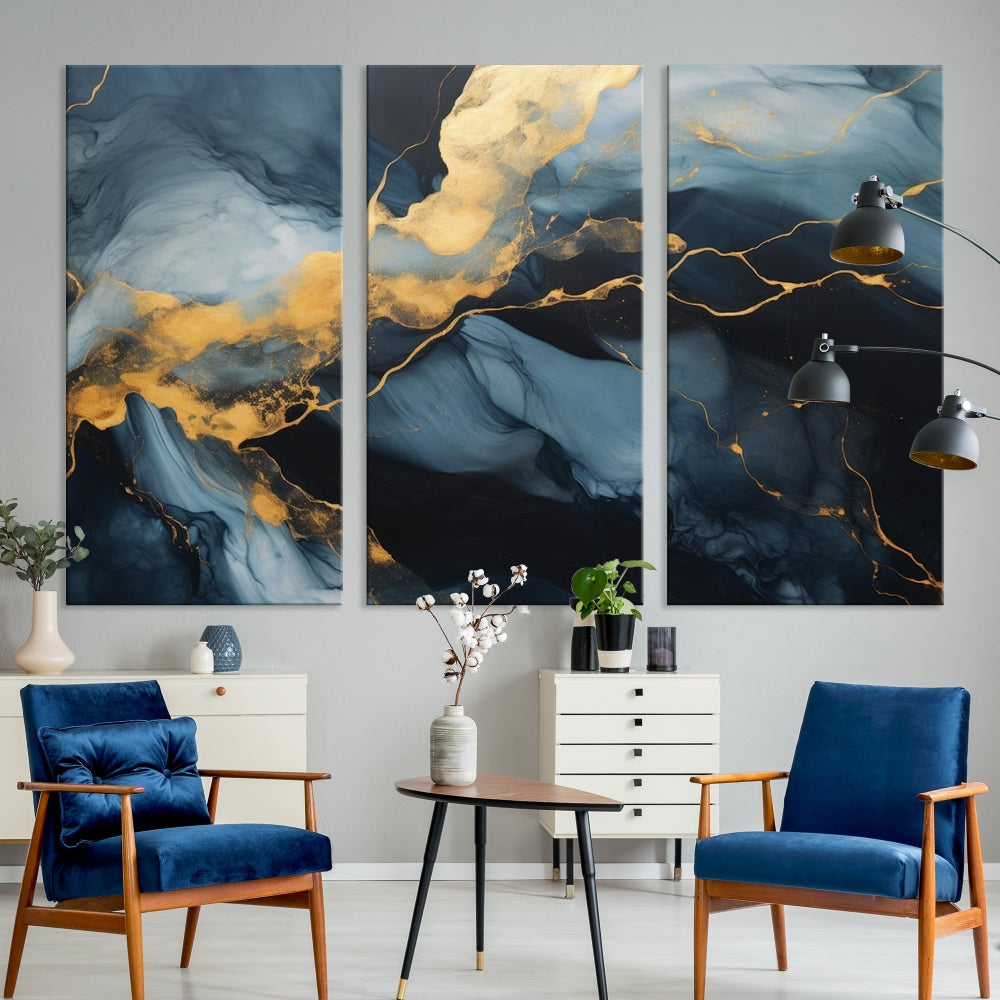 Marble Painting Canvas Wall Art Modern Abstract Home Decor Large Print Set of