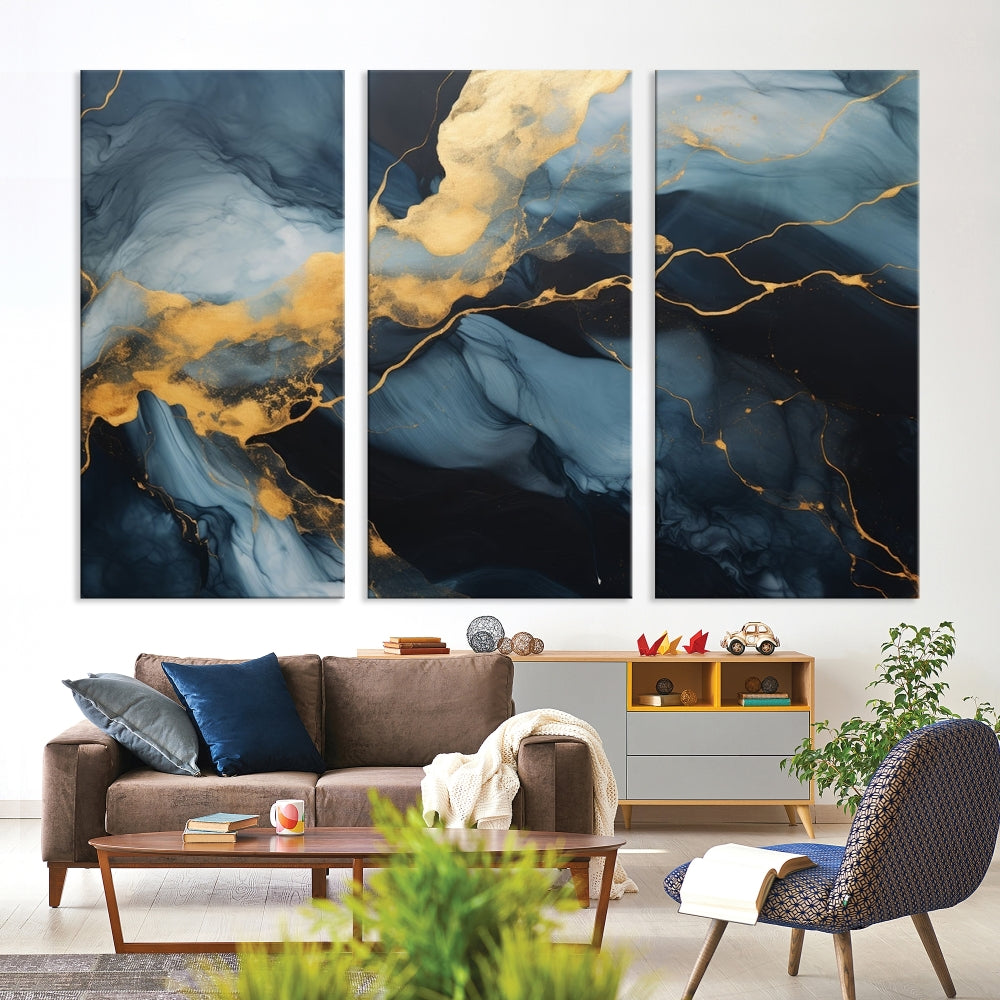 Marble Painting Canvas Wall Art Modern Abstract Home Decor Large Print Set of