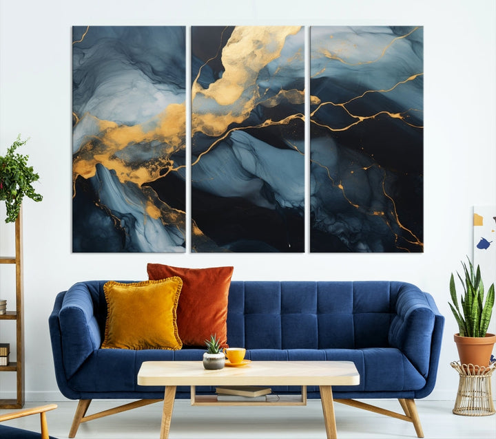 Marble Painting Canvas Wall Art Modern Abstract Home Decor Large Print Set of