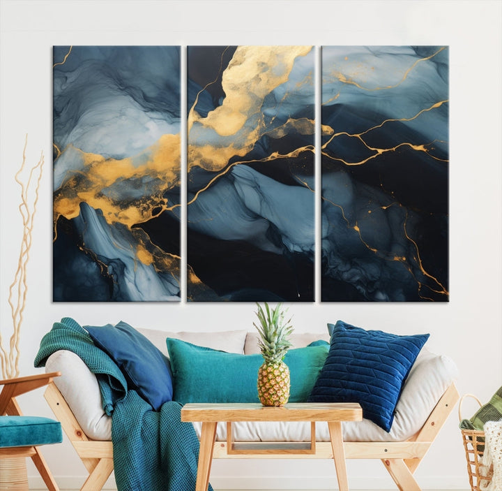 Marble Painting Canvas Wall Art Modern Abstract Home Decor Large Print Set of