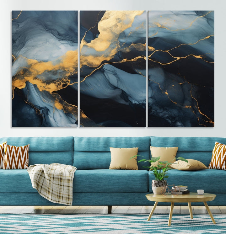 Marble Painting Canvas Wall Art Modern Abstract Home Decor Large Print Set of