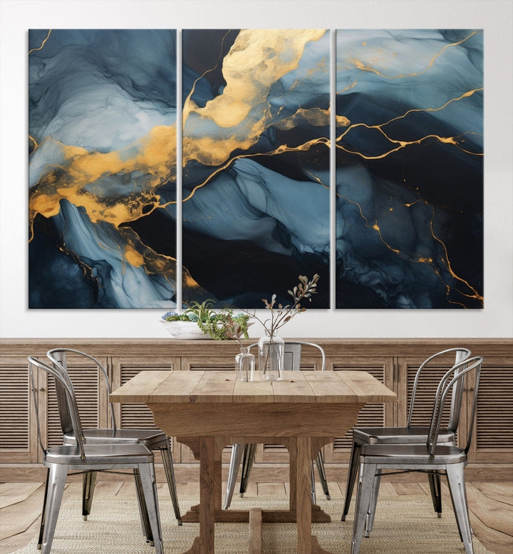 Marble Painting Canvas Wall Art Modern Abstract Home Decor Large Print Set of