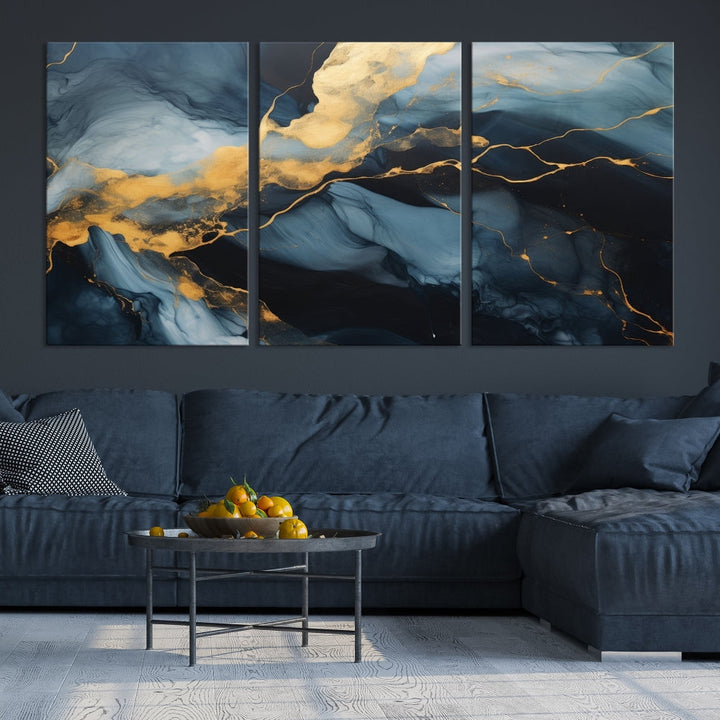 Marble Painting Canvas Wall Art Modern Abstract Home Decor Large Print Set of