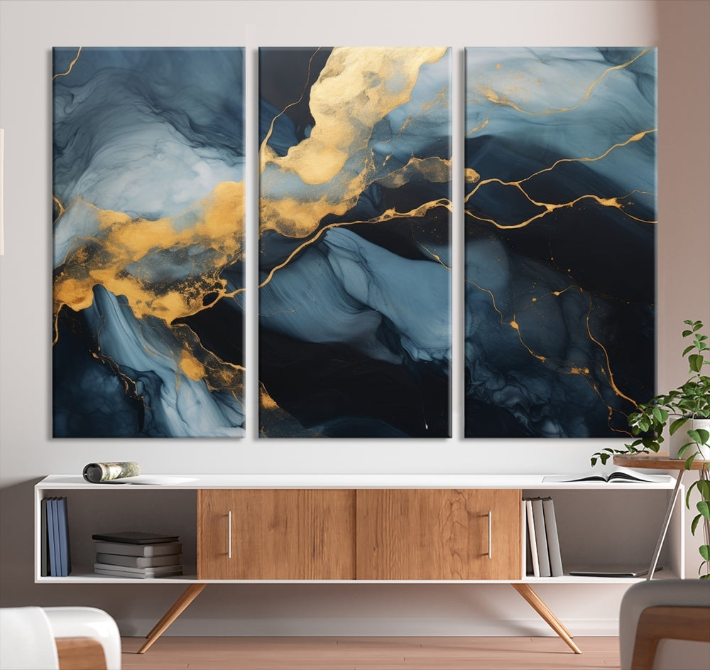 Marble Painting Canvas Wall Art Modern Abstract Home Decor Large Print Set of