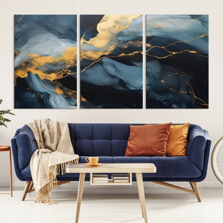 Marble Painting Canvas Wall Art Modern Abstract Home Decor Large Print Set of