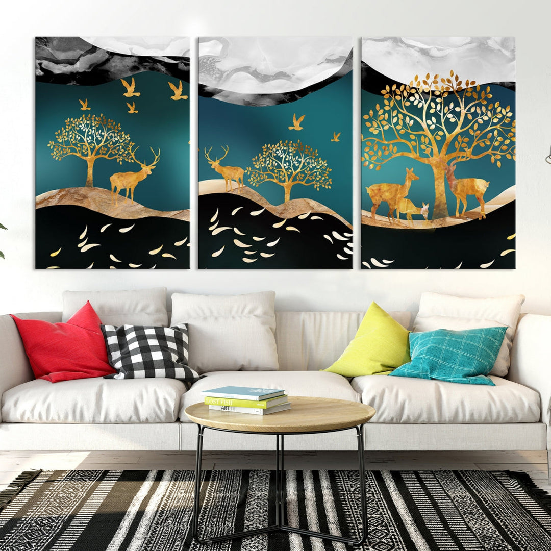 Marvellous Deer Painting Canvas Art Print for Living Room Bedroom Kids Room Wall Decor