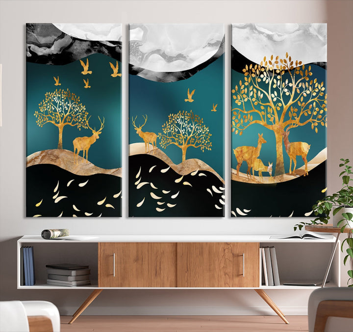 Marvellous Deer Painting Canvas Art Print for Living Room Bedroom Kids Room Wall Decor