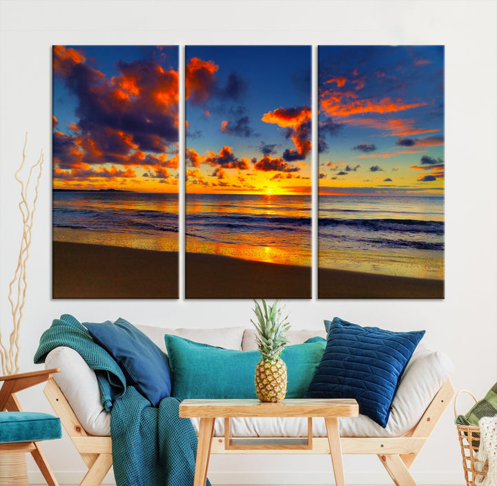 Marvellous Sunset Ocean Beach Landscape Wall Art Canvas Print