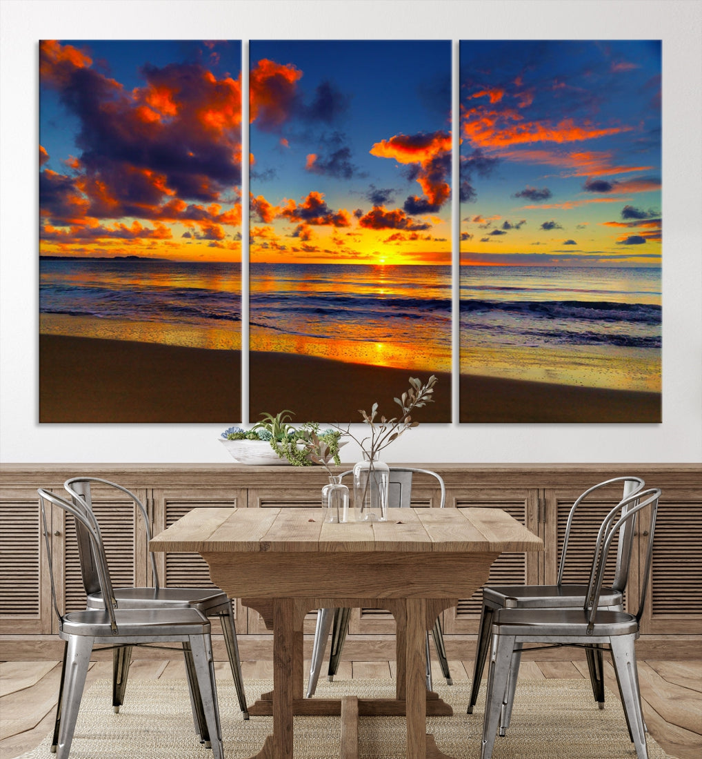 Marvellous Sunset Ocean Beach Landscape Wall Art Canvas Print