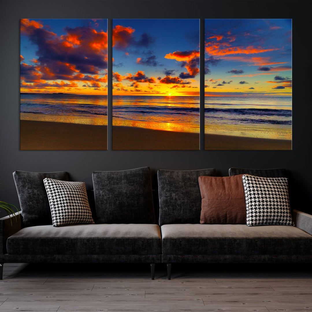 Marvellous Sunset Ocean Beach Landscape Wall Art Canvas Print