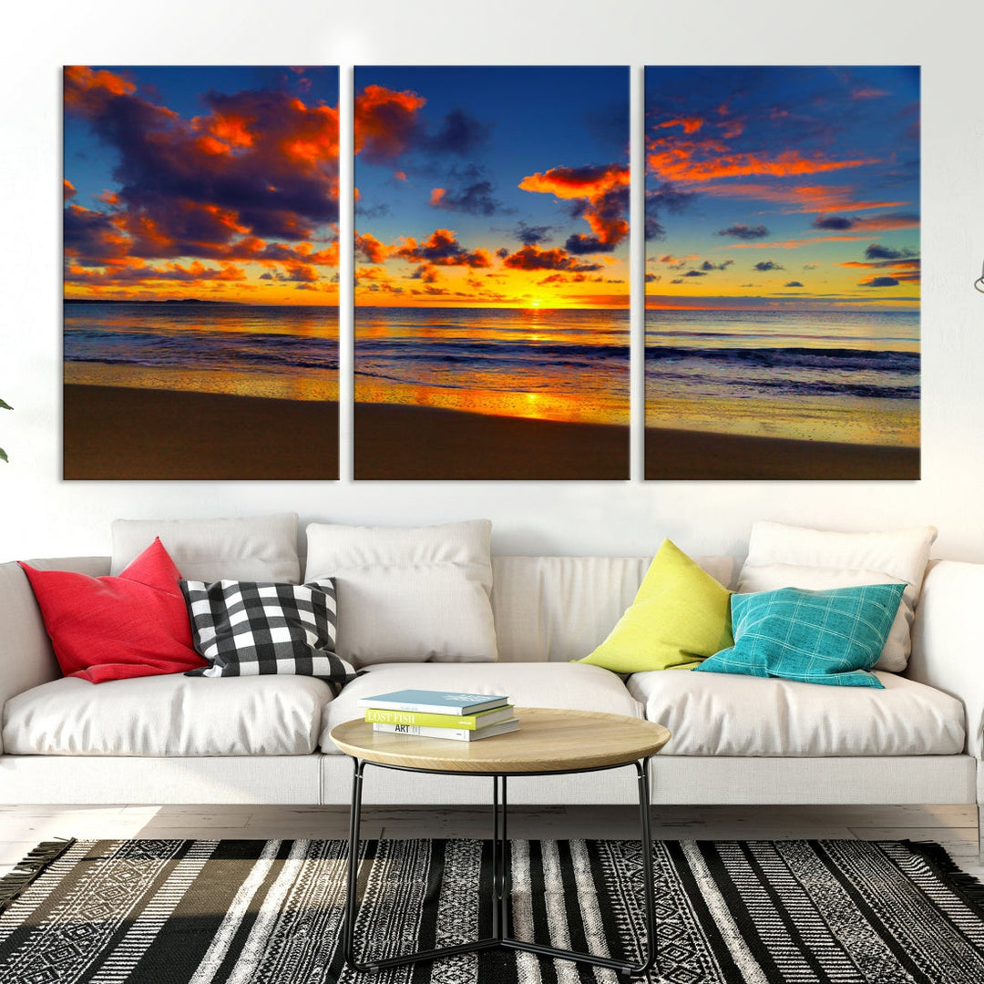 Marvellous Sunset Ocean Beach Landscape Wall Art Canvas Print