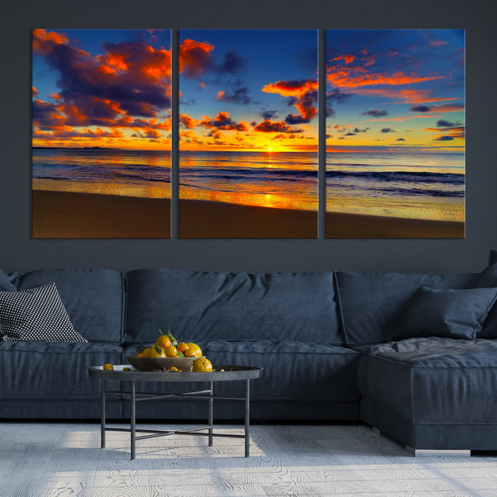 Marvellous Sunset Ocean Beach Landscape Wall Art Canvas Print