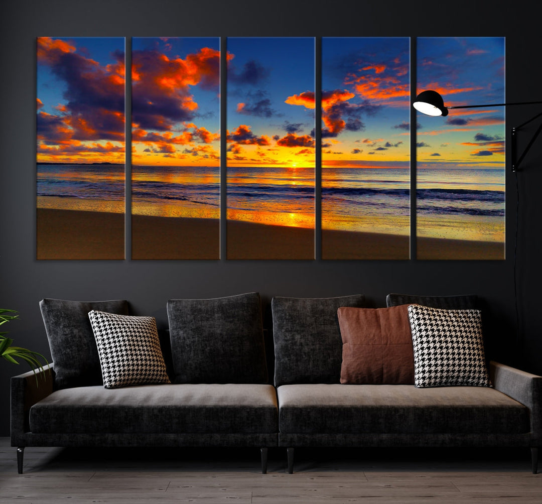 Marvellous Sunset Ocean Beach Landscape Wall Art Canvas Print