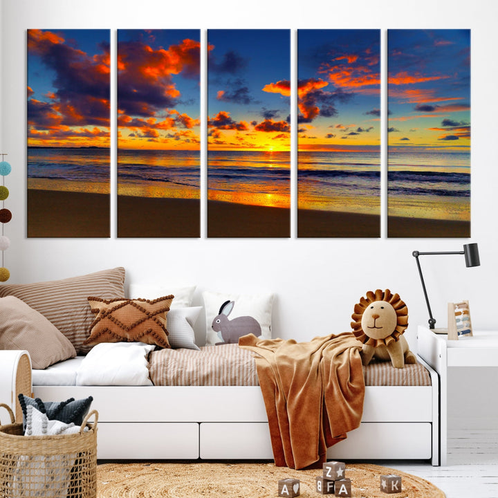 Marvellous Sunset Ocean Beach Landscape Wall Art Canvas Print