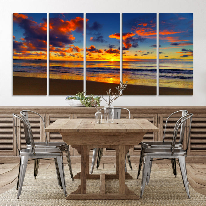 Marvellous Sunset Ocean Beach Landscape Wall Art Canvas Print