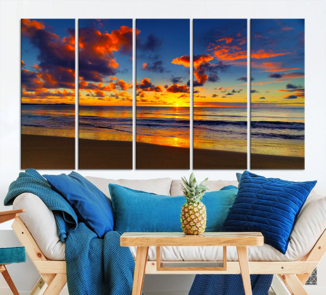 Marvellous Sunset Ocean Beach Landscape Wall Art Canvas Print