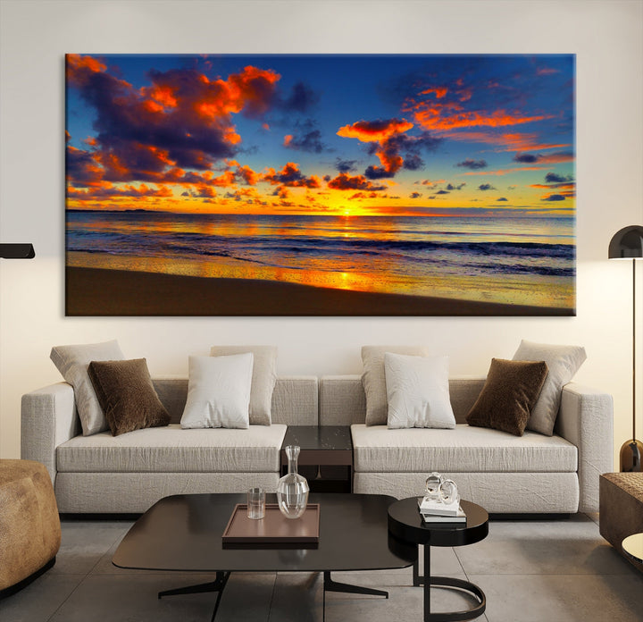 Marvellous Sunset Ocean Beach Landscape Wall Art Canvas Print