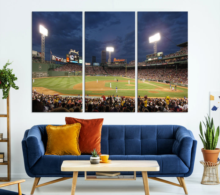 Massachusetts Fenway Park Prints Boston Red Sox Baseball Stadium Wall Art Canvas Print for Gift Baseball Lover, MLB Wall Art, Mancave Decor