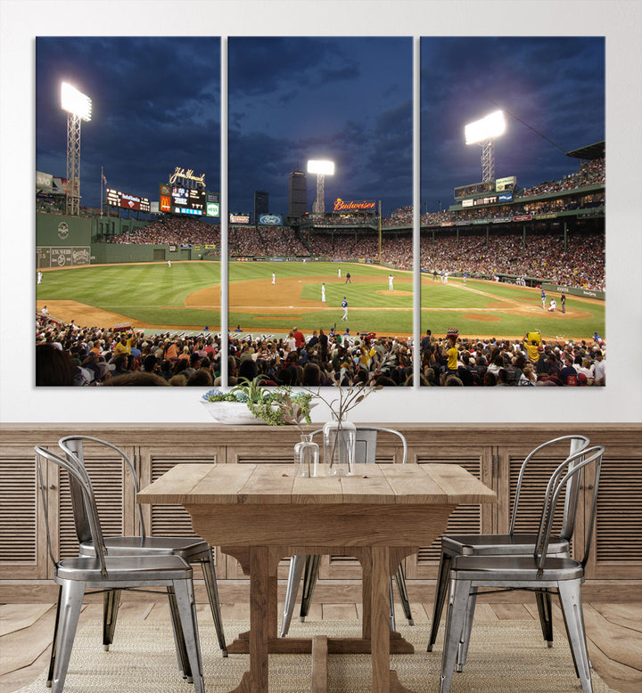 Massachusetts Fenway Park Prints Boston Red Sox Baseball Stadium Wall Art Canvas Print for Gift Baseball Lover, MLB Wall Art, Mancave Decor