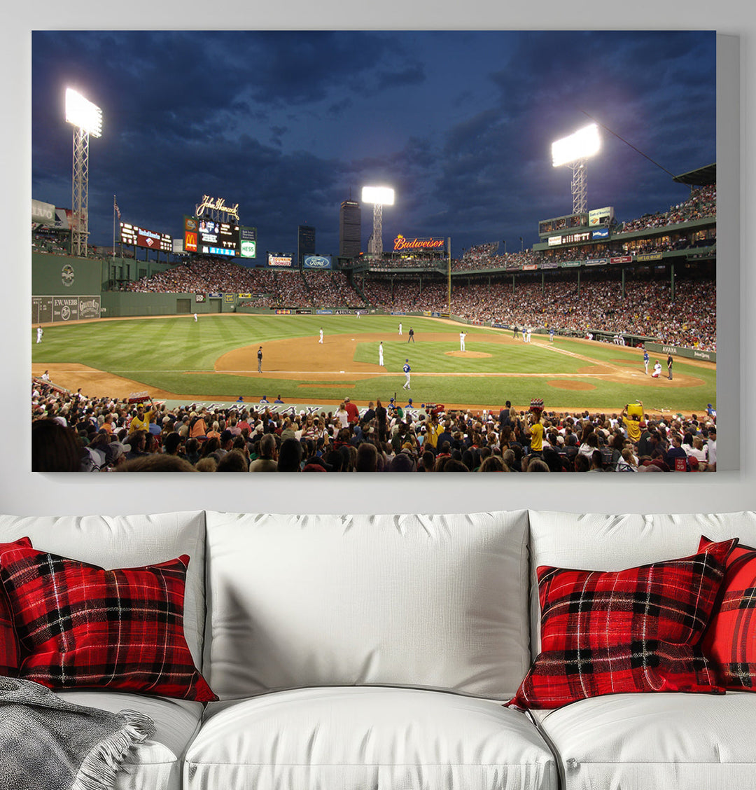 Massachusetts Fenway Park Prints Boston Red Sox Baseball Stadium Wall Art Canvas Print for Gift Baseball Lover, MLB Wall Art, Mancave Decor