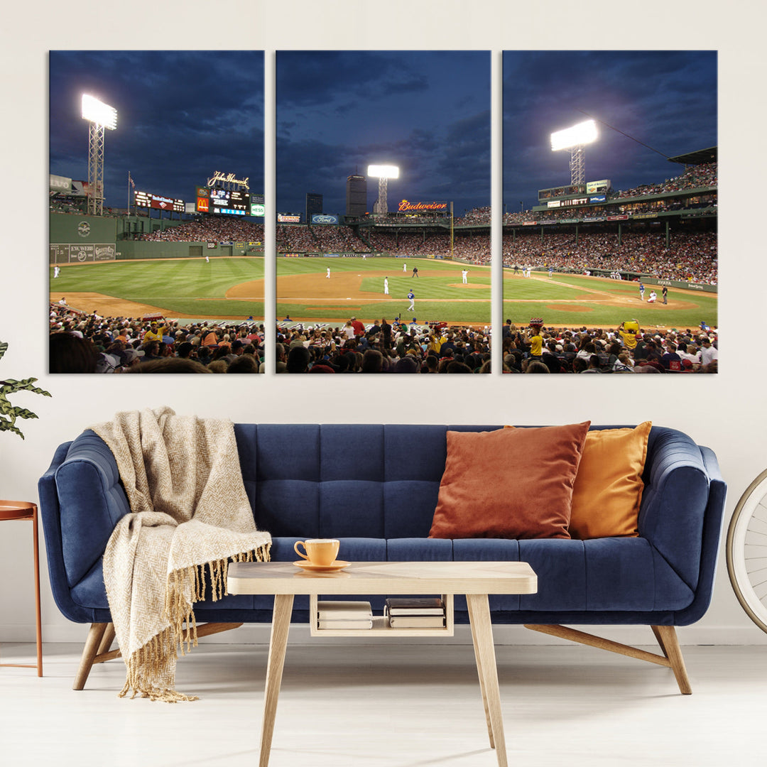 Massachusetts Fenway Park Prints Boston Red Sox Baseball Stadium Wall Art Canvas Print for Gift Baseball Lover, MLB Wall Art, Mancave Decor