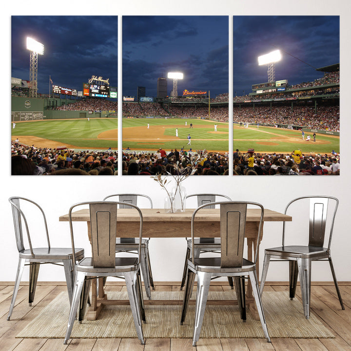 Massachusetts Fenway Park Prints Boston Red Sox Baseball Stadium Wall Art Canvas Print for Gift Baseball Lover, MLB Wall Art, Mancave Decor