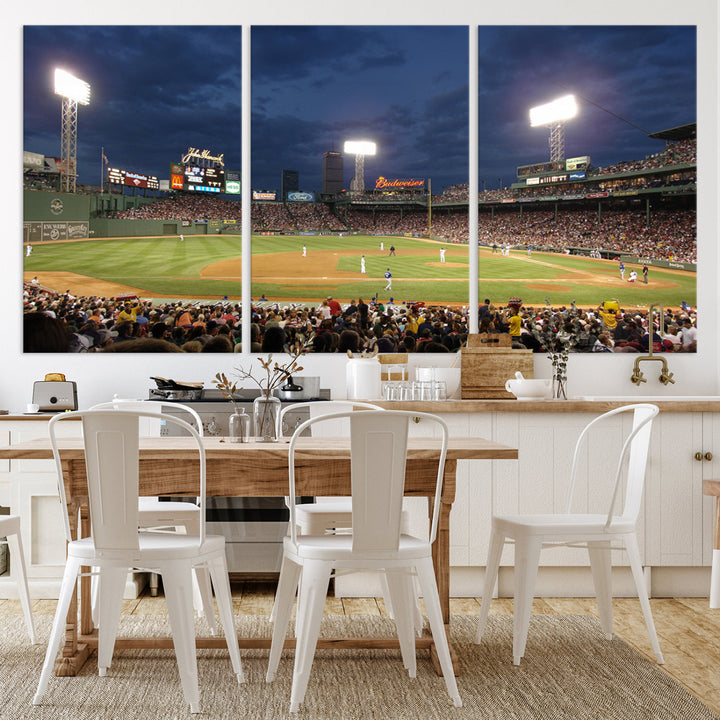 Massachusetts Fenway Park Prints Boston Red Sox Baseball Stadium Wall Art Canvas Print for Gift Baseball Lover, MLB Wall Art, Mancave Decor