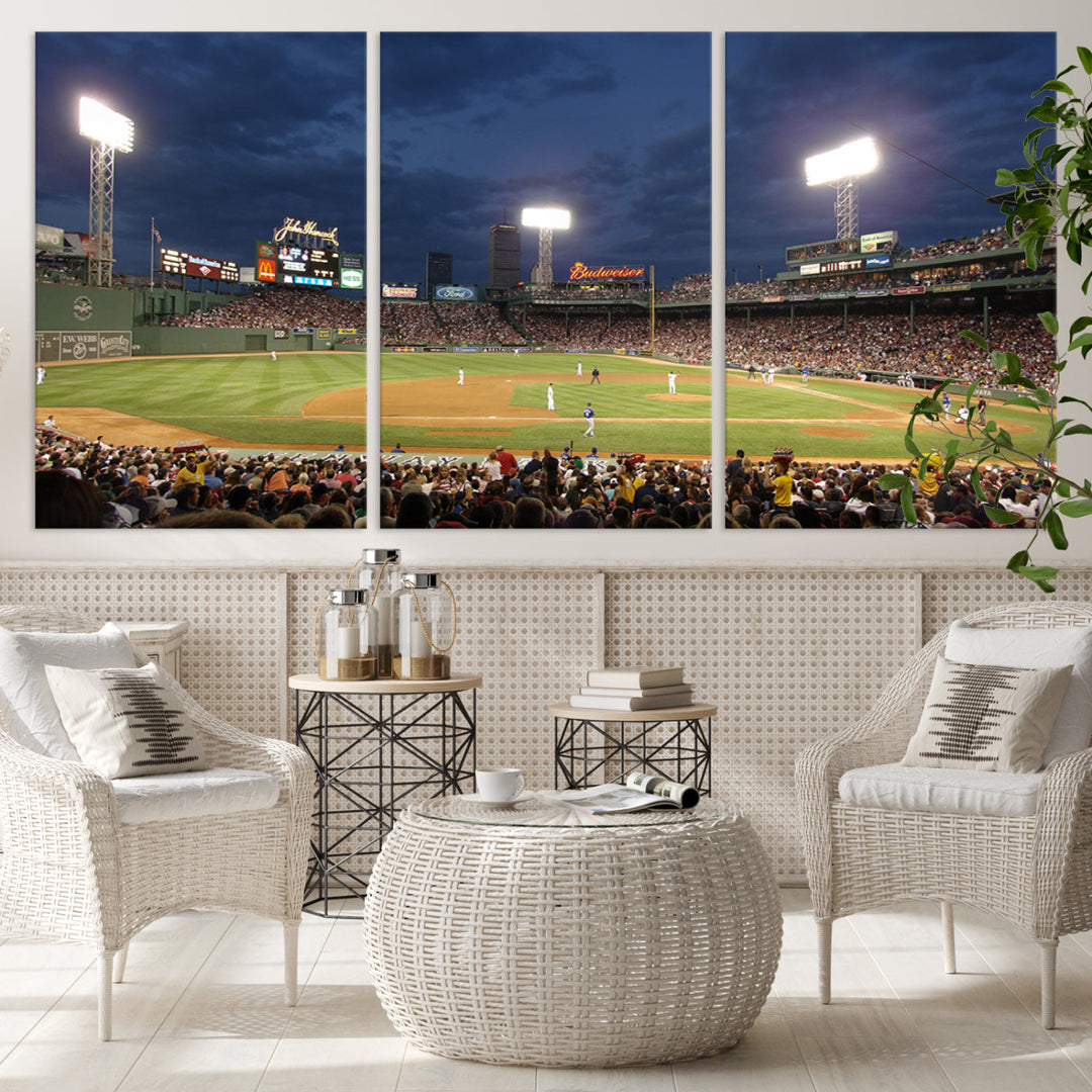 Massachusetts Fenway Park Prints Boston Red Sox Baseball Stadium Wall Art Canvas Print for Gift Baseball Lover, MLB Wall Art, Mancave Decor