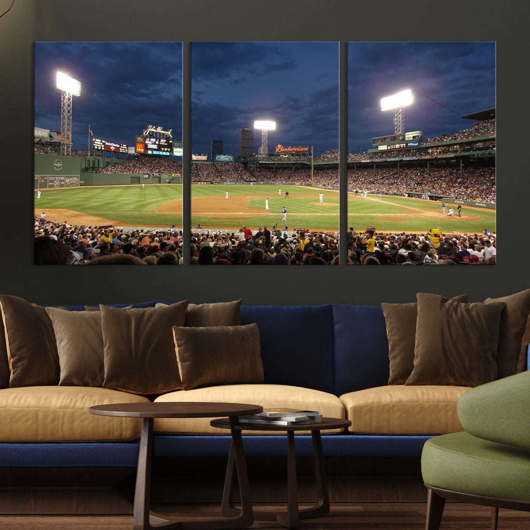 Massachusetts Fenway Park Prints Boston Red Sox Baseball Stadium Wall Art Canvas Print for Gift Baseball Lover, MLB Wall Art, Mancave Decor