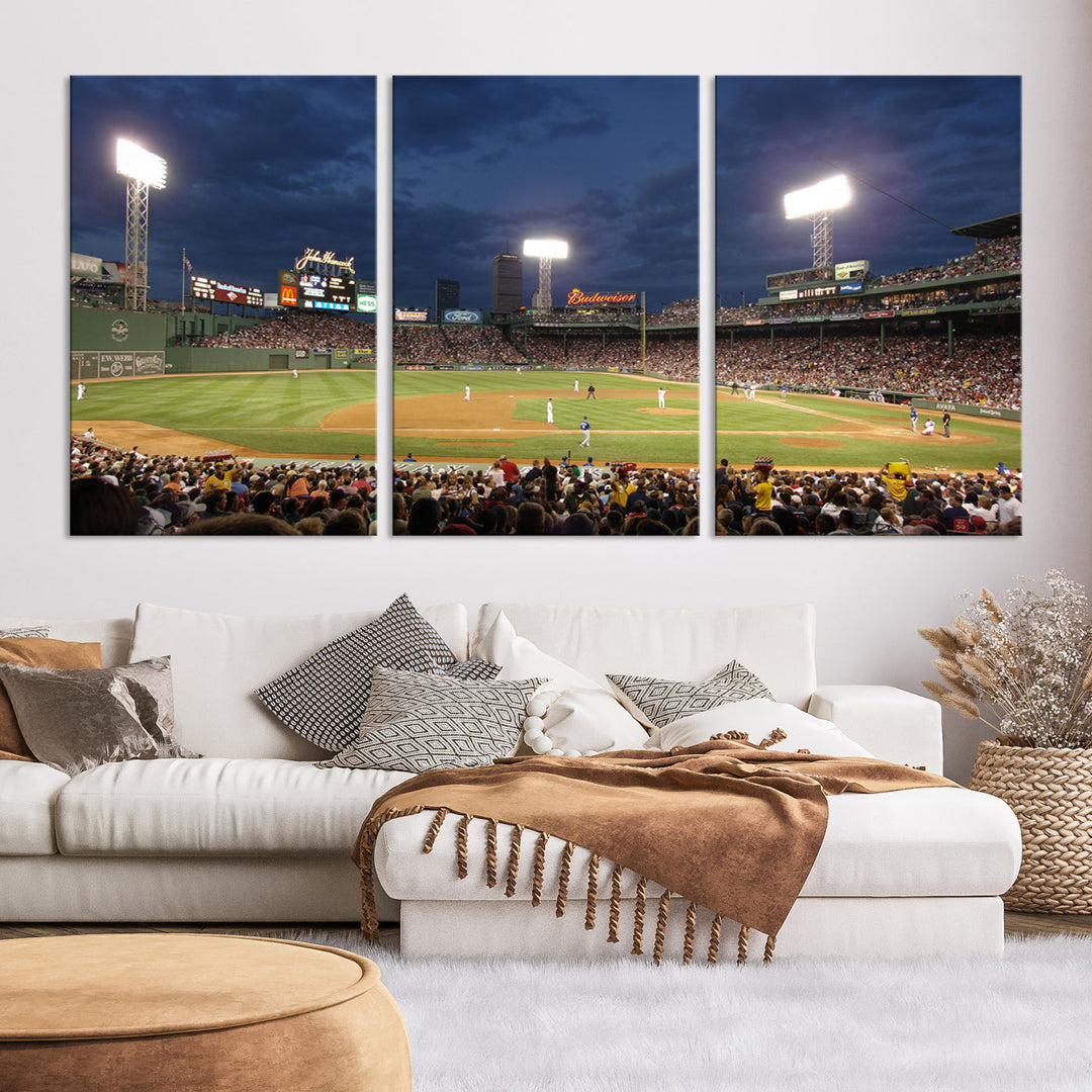 Massachusetts Fenway Park Prints Boston Red Sox Baseball Stadium Wall Art Canvas Print for Gift Baseball Lover, MLB Wall Art, Mancave Decor