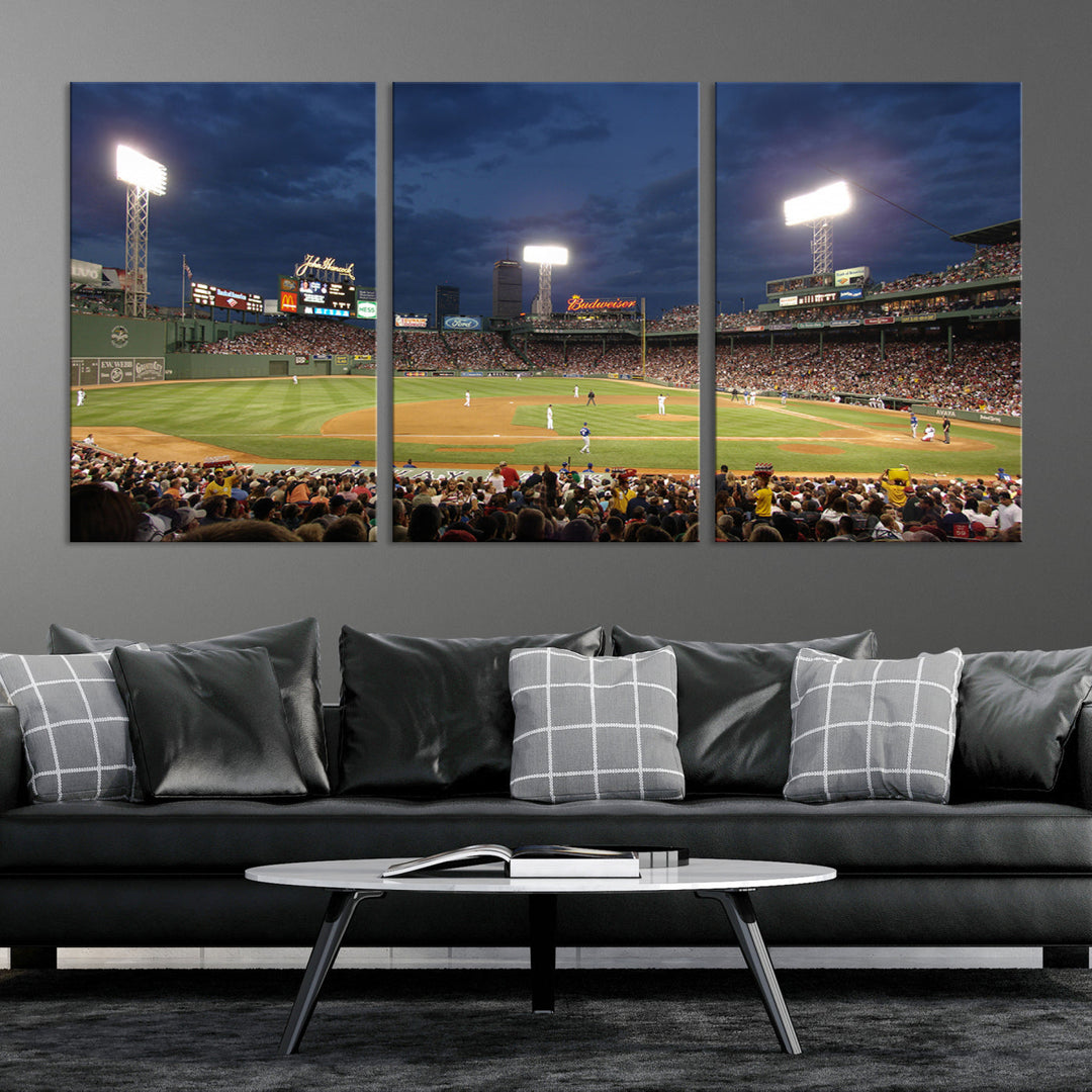 Massachusetts Fenway Park Prints Boston Red Sox Baseball Stadium Wall Art Canvas Print for Gift Baseball Lover, MLB Wall Art, Mancave Decor