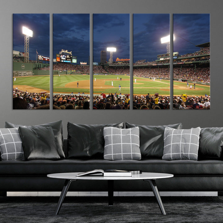 Massachusetts Fenway Park Prints Boston Red Sox Baseball Stadium Wall Art Canvas Print for Gift Baseball Lover, MLB Wall Art, Mancave Decor