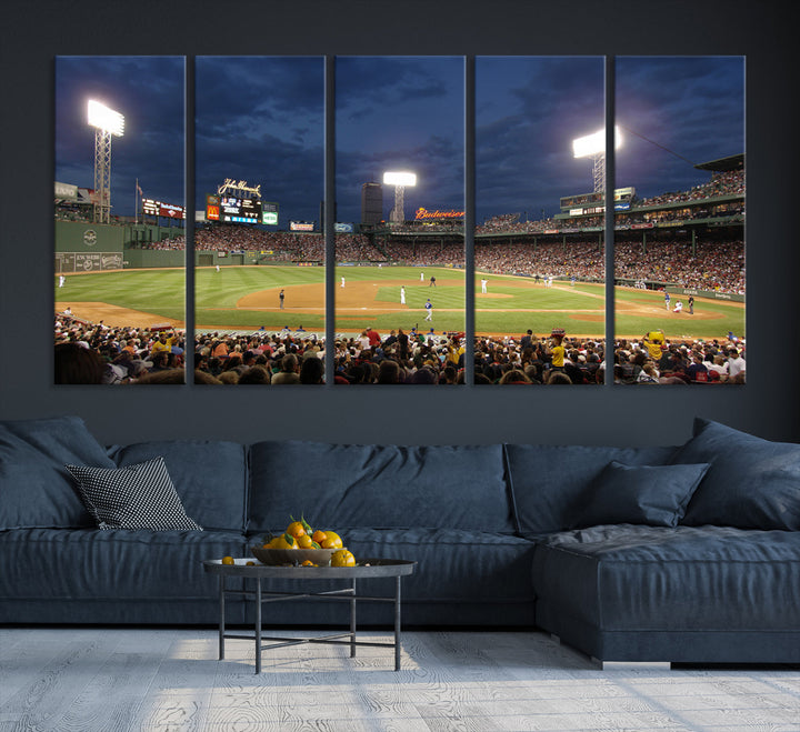 Massachusetts Fenway Park Prints Boston Red Sox Baseball Stadium Wall Art Canvas Print for Gift Baseball Lover, MLB Wall Art, Mancave Decor