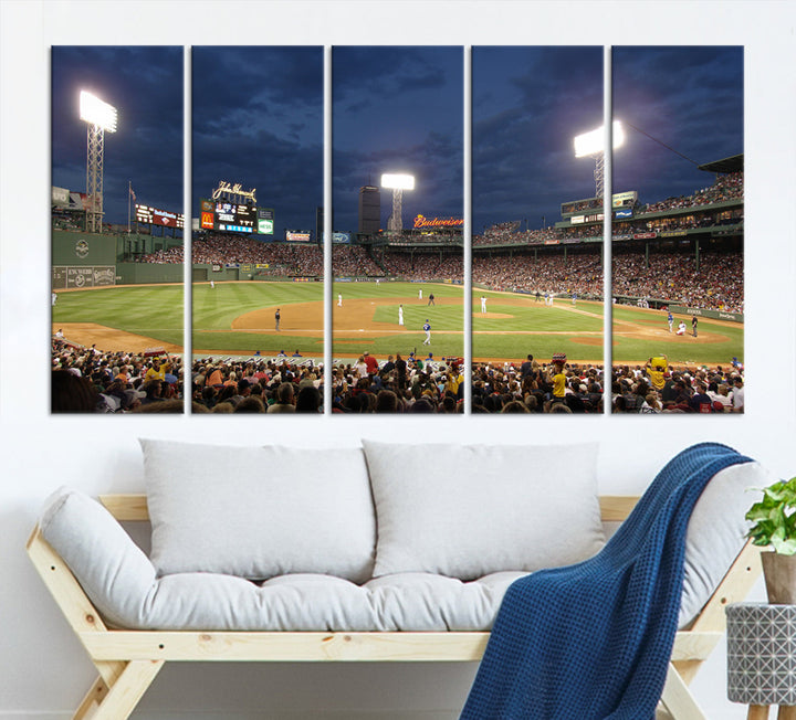 Massachusetts Fenway Park Prints Boston Red Sox Baseball Stadium Wall Art Canvas Print for Gift Baseball Lover, MLB Wall Art, Mancave Decor