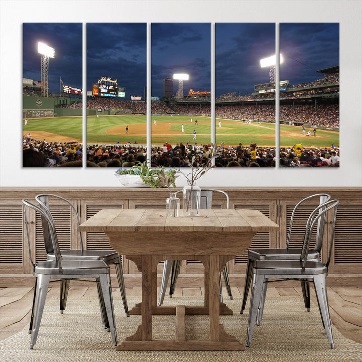 Massachusetts Fenway Park Prints Boston Red Sox Baseball Stadium Wall Art Canvas Print for Gift Baseball Lover, MLB Wall Art, Mancave Decor