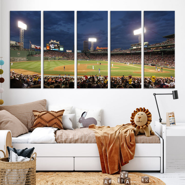 Massachusetts Fenway Park Prints Boston Red Sox Baseball Stadium Wall Art Canvas Print for Gift Baseball Lover, MLB Wall Art, Mancave Decor