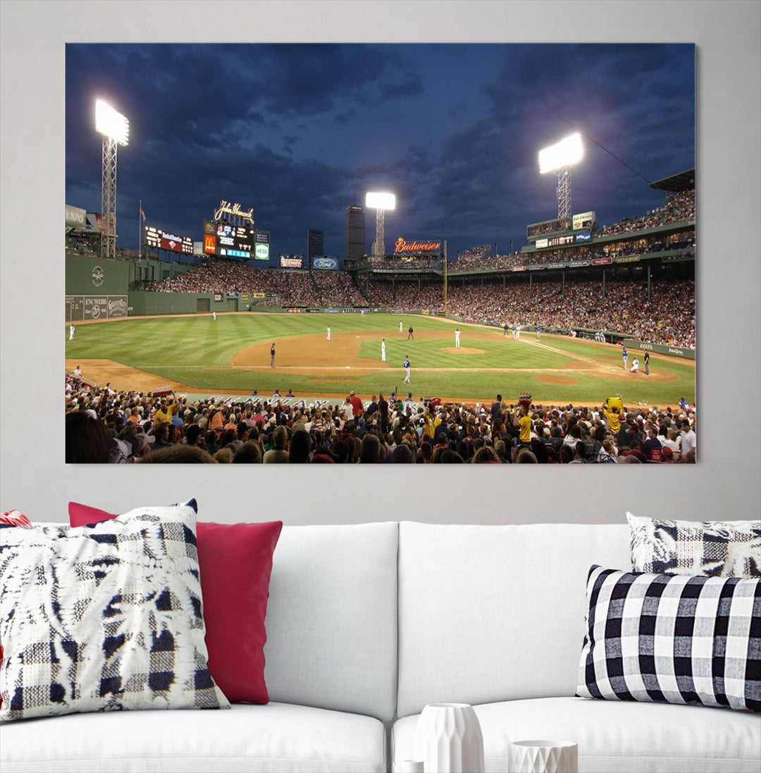 Massachusetts Fenway Park Prints Boston Red Sox Baseball Stadium Wall Art Canvas Print for Gift Baseball Lover, MLB Wall Art, Mancave Decor