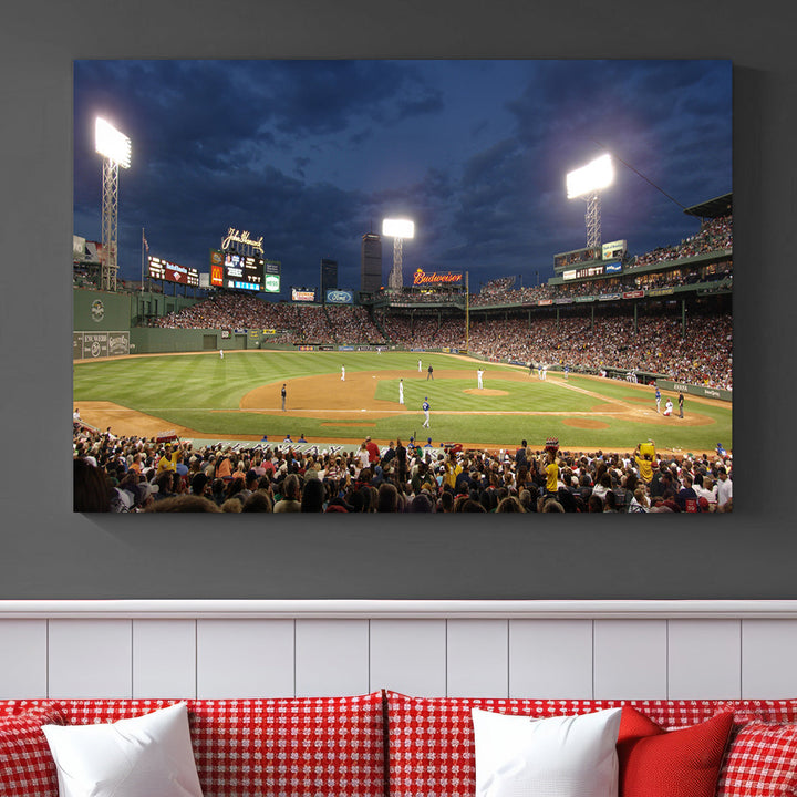 Massachusetts Fenway Park Prints Boston Red Sox Baseball Stadium Wall Art Canvas Print for Gift Baseball Lover, MLB Wall Art, Mancave Decor