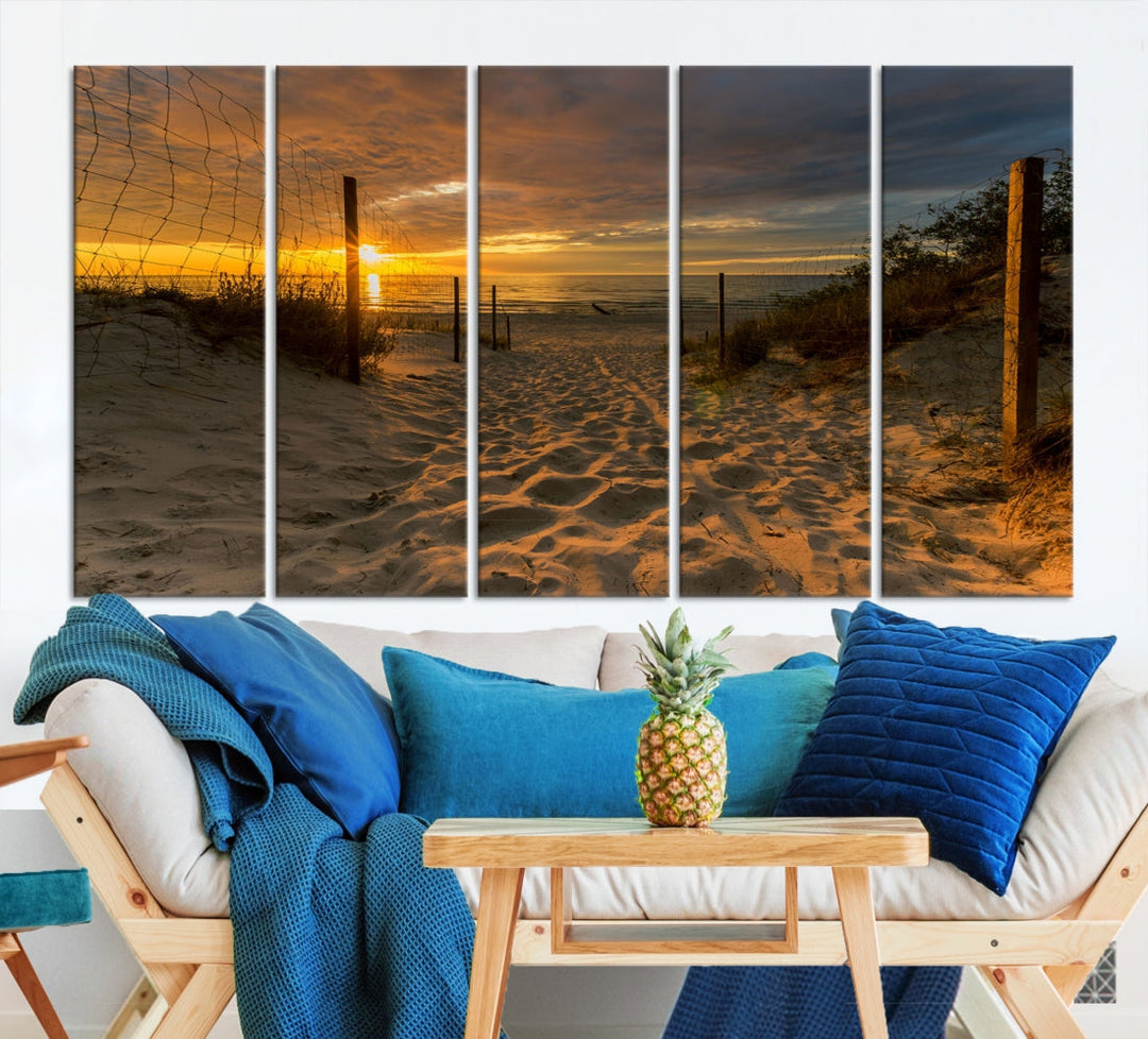 Mesmerizing Beach Way to Sunset Canvas Wall Art Large Beach Ocean Sunset Canvas Print Tropical Beach Sunset Photography