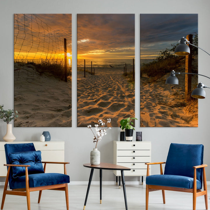 Mesmerizing Beach Way to Sunset Canvas Wall Art Large Beach Ocean Sunset Canvas Print Tropical Beach Sunset Photography