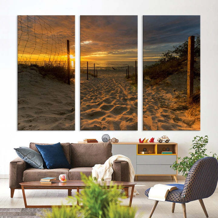 Mesmerizing Beach Way to Sunset Canvas Wall Art Large Beach Ocean Sunset Canvas Print Tropical Beach Sunset Photography