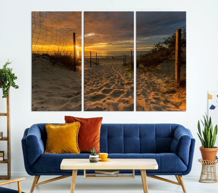 Mesmerizing Beach Way to Sunset Canvas Wall Art Large Beach Ocean Sunset Canvas Print Tropical Beach Sunset Photography