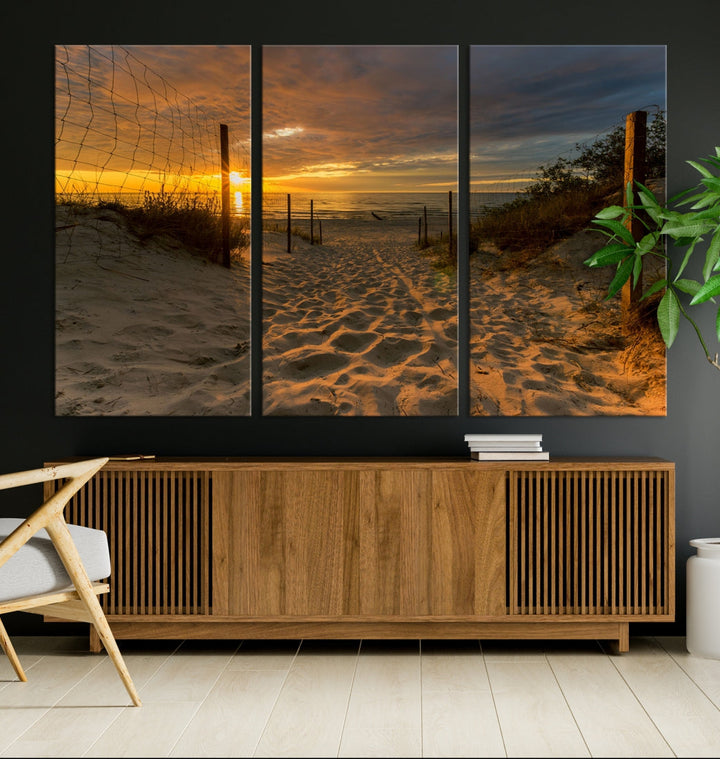 Mesmerizing Beach Way to Sunset Canvas Wall Art Large Beach Ocean Sunset Canvas Print Tropical Beach Sunset Photography