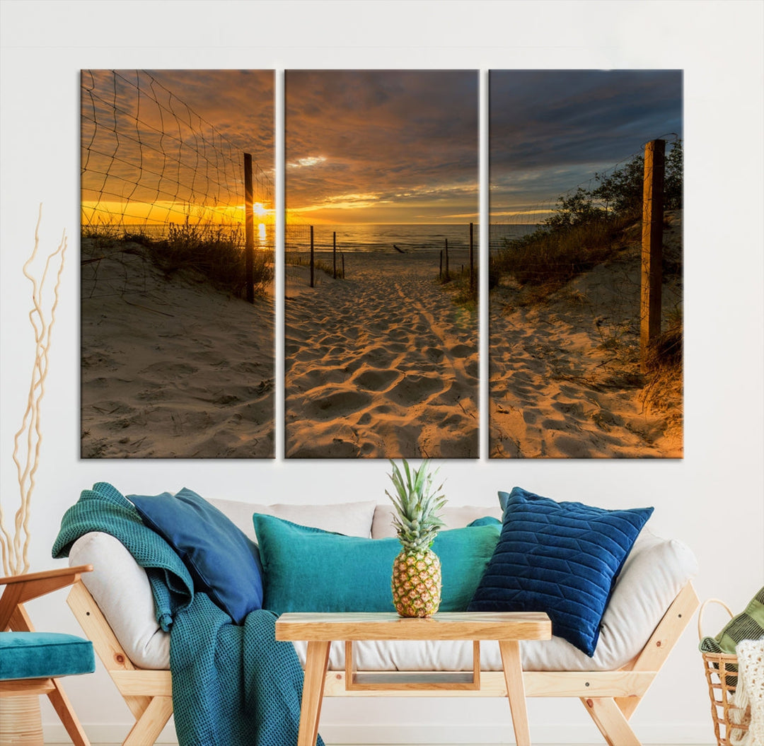 Mesmerizing Beach Way to Sunset Canvas Wall Art Large Beach Ocean Sunset Canvas Print Tropical Beach Sunset Photography