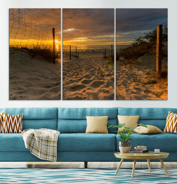 Mesmerizing Beach Way to Sunset Canvas Wall Art Large Beach Ocean Sunset Canvas Print Tropical Beach Sunset Photography