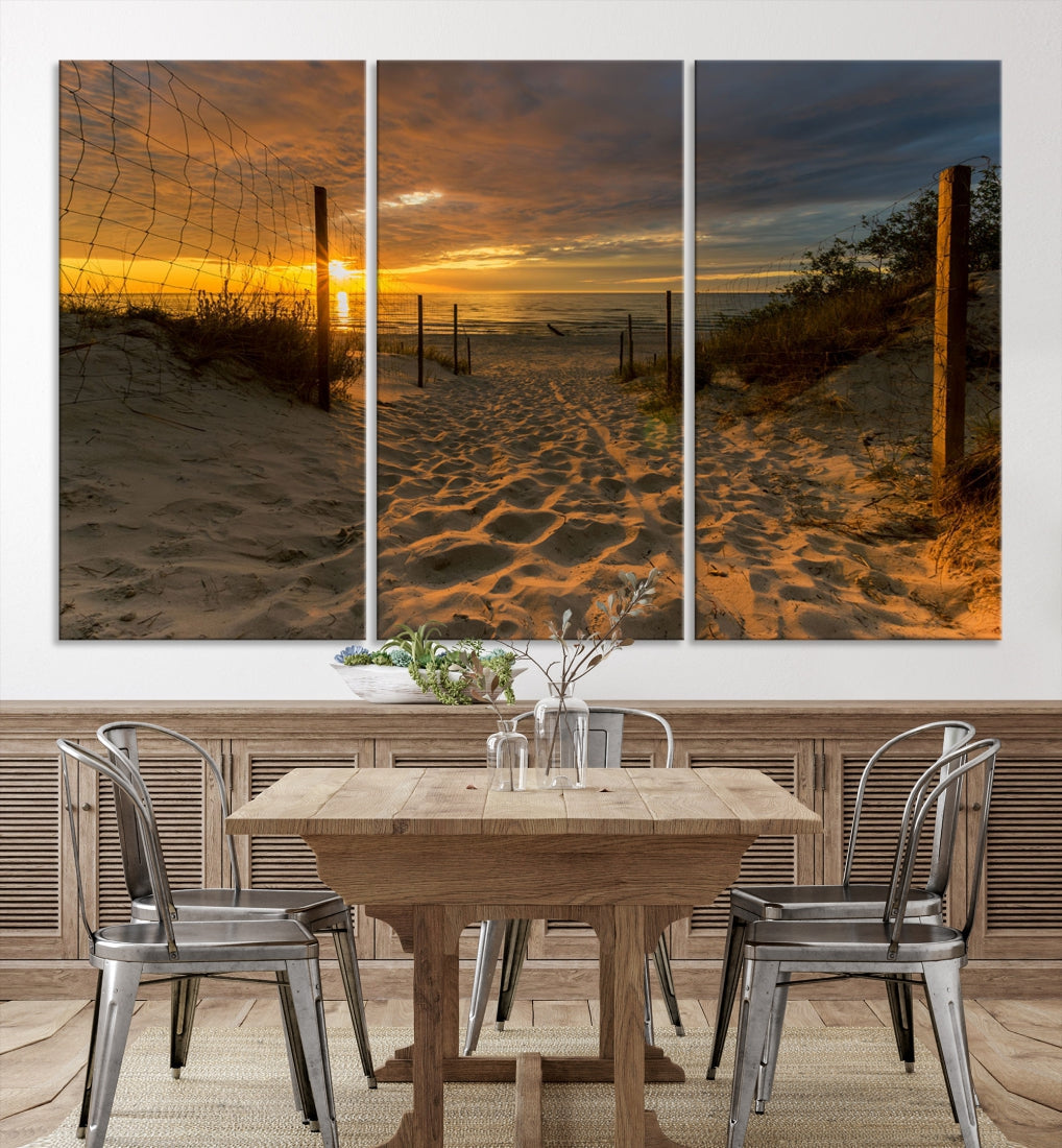 Mesmerizing Beach Way to Sunset Canvas Wall Art Large Beach Ocean Sunset Canvas Print Tropical Beach Sunset Photography