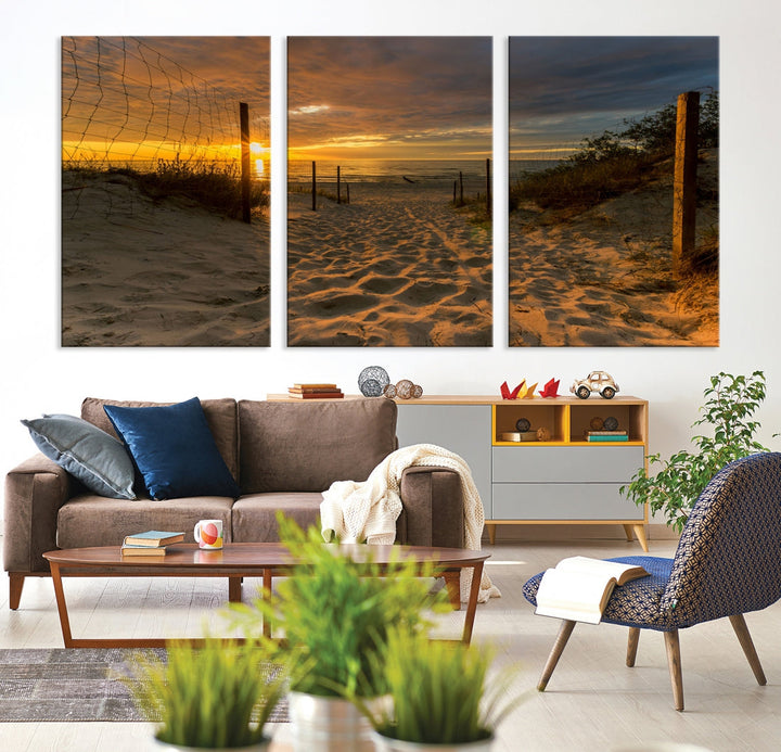 Mesmerizing Beach Way to Sunset Canvas Wall Art Large Beach Ocean Sunset Canvas Print Tropical Beach Sunset Photography