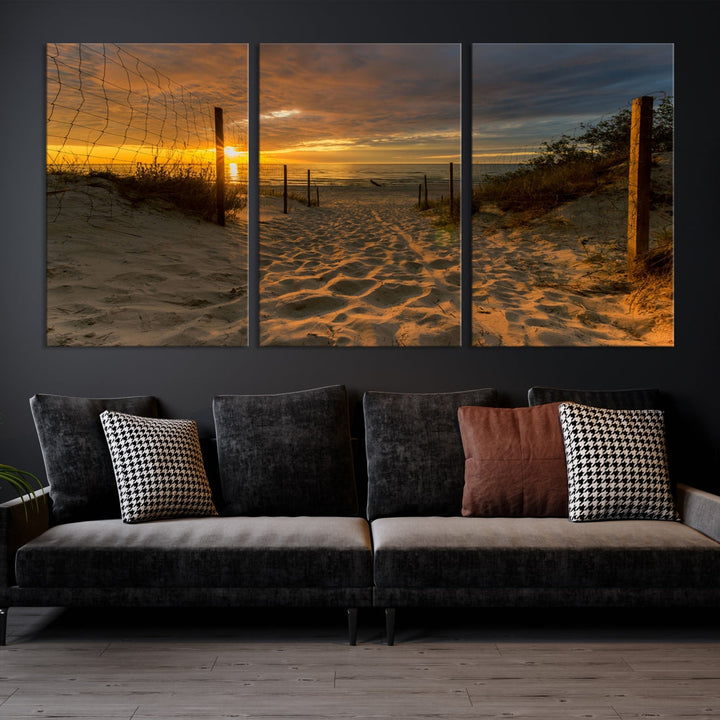 Mesmerizing Beach Way to Sunset Canvas Wall Art Large Beach Ocean Sunset Canvas Print Tropical Beach Sunset Photography