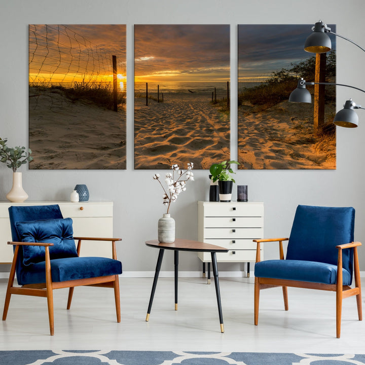 Mesmerizing Beach Way to Sunset Canvas Wall Art Large Beach Ocean Sunset Canvas Print Tropical Beach Sunset Photography