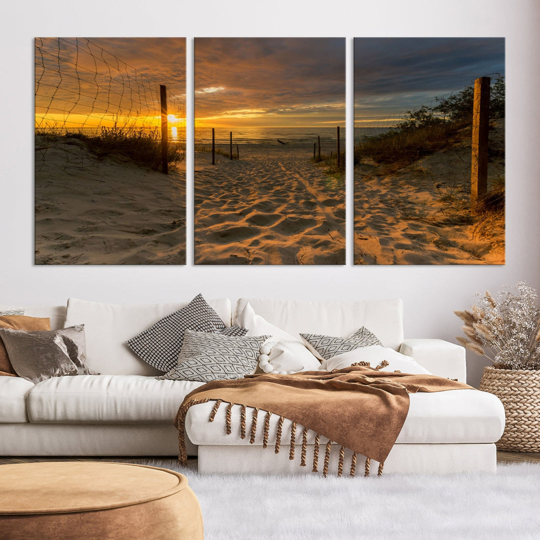 Mesmerizing Beach Way to Sunset Canvas Wall Art Large Beach Ocean Sunset Canvas Print Tropical Beach Sunset Photography